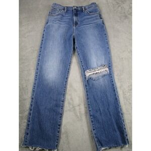 Silver Jeans Womens 29‎ Blue Denim Straight Distressed Pockets Casual Modern